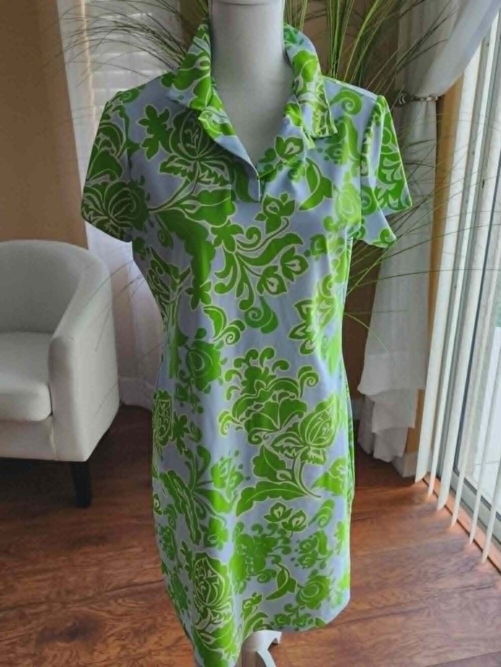 Jude Connally Green Blue Printed Shift Dress